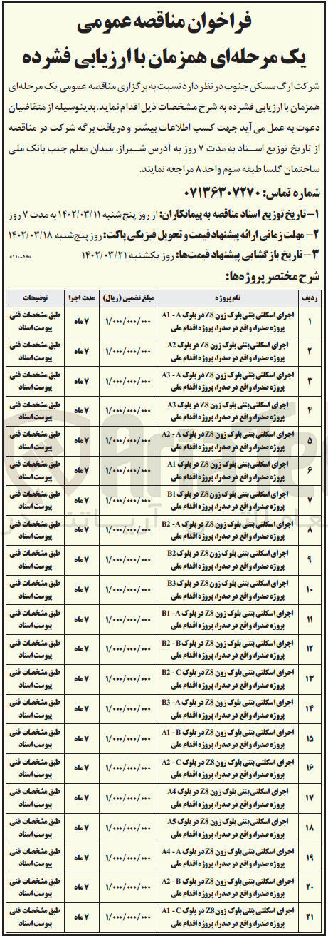 تصویر کوچک آگهی اجرای اسکلتی بتنی بلوک..