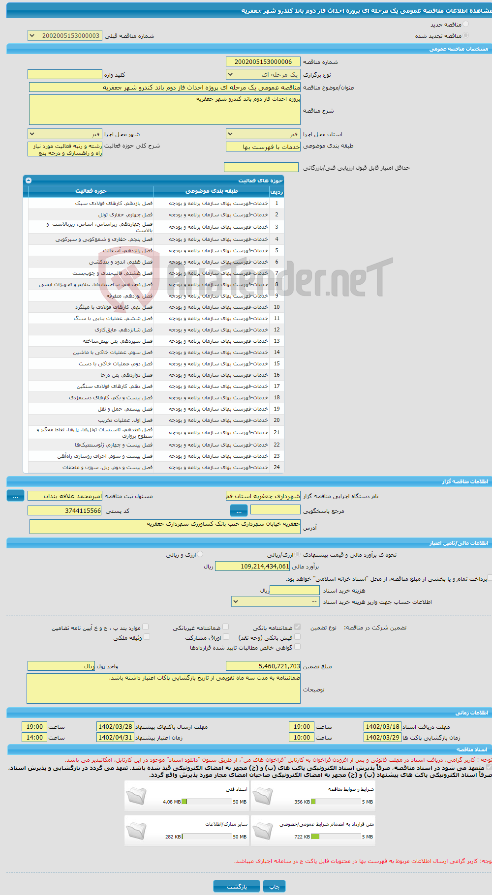 تصویر کوچک آگهی مناقصه عمومی یک مرحله ای پروژه احداث فاز دوم باند کندرو شهر جعفریه