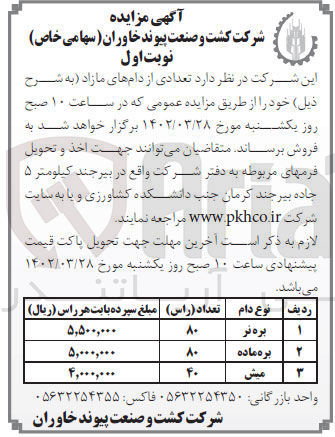 تصویر کوچک آگهی فروش تعدادی از دام های مازاد 