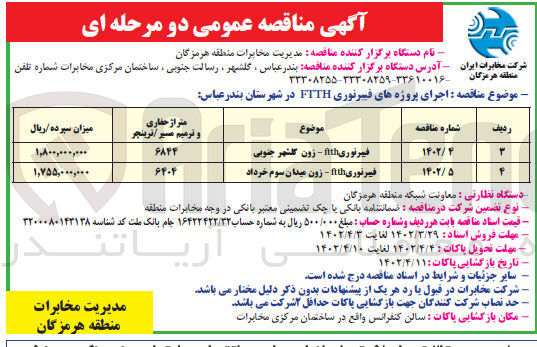 تصویر کوچک آگهی پروژه فیبرنوری