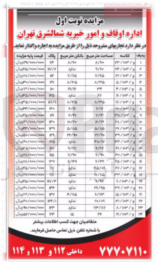 تصویر کوچک آگهی واگذاری واحد تجاری...