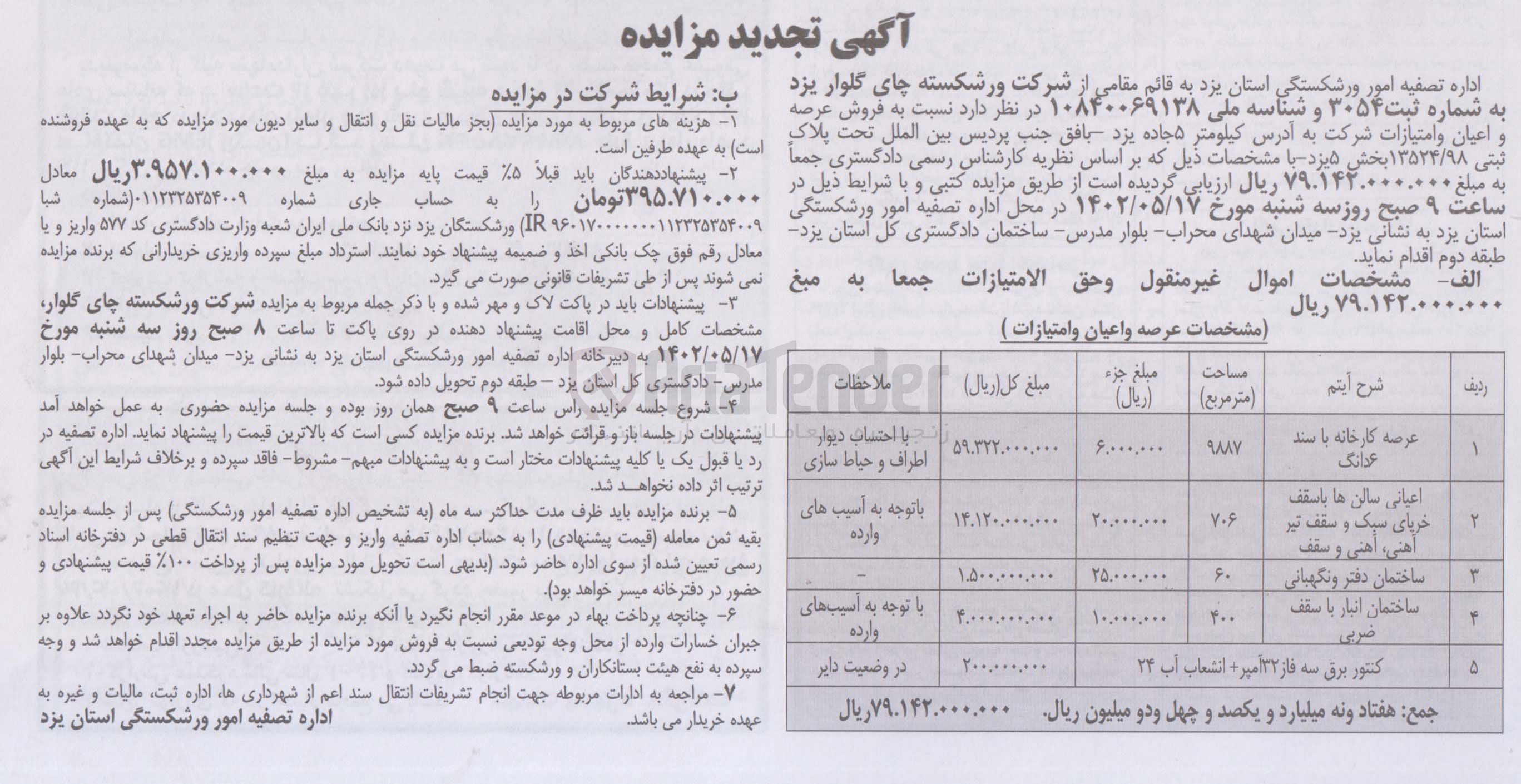 تصویر کوچک آگهی فروش عرصه و اعیان و امتیازات