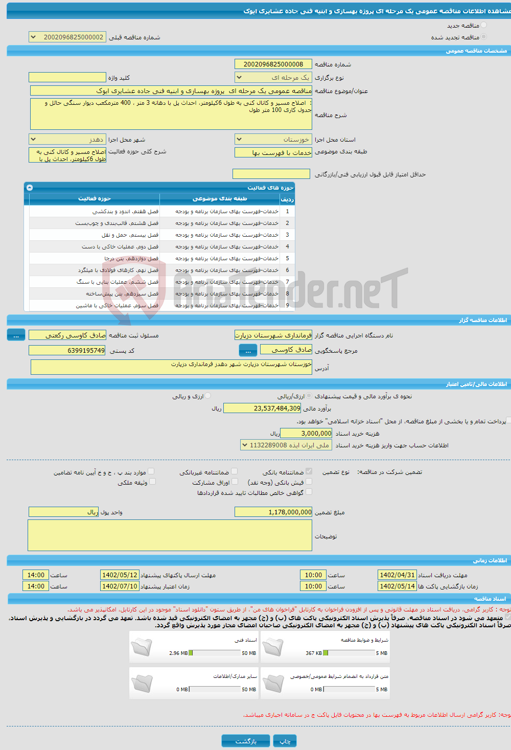 تصویر کوچک آگهی مناقصه عمومی یک مرحله ای پروژه بهسازی و ابنیه فنی جاده عشایری ایوک