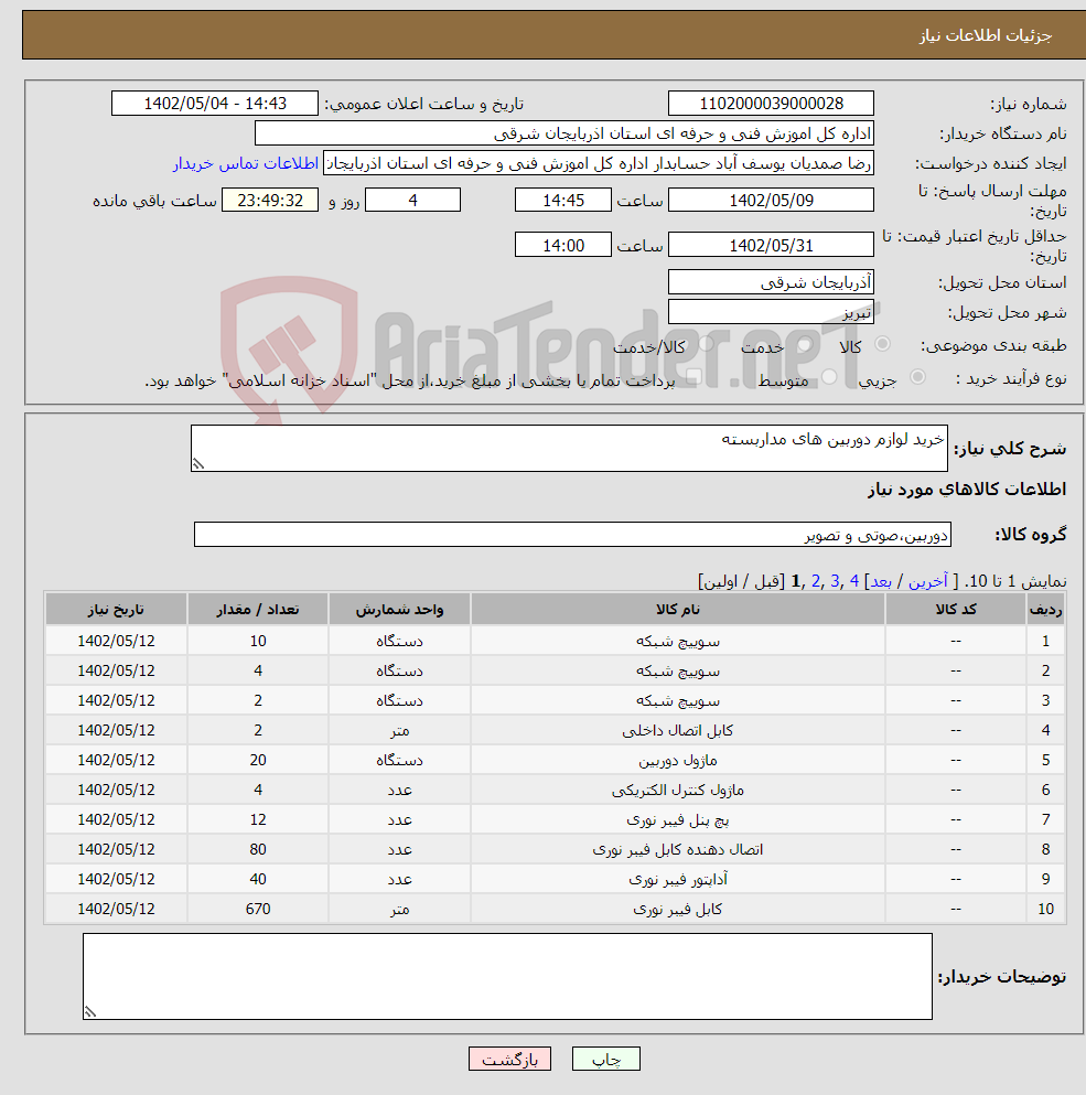 تصویر کوچک آگهی نیاز انتخاب تامین کننده-خرید لوازم دوربین های مداربسته