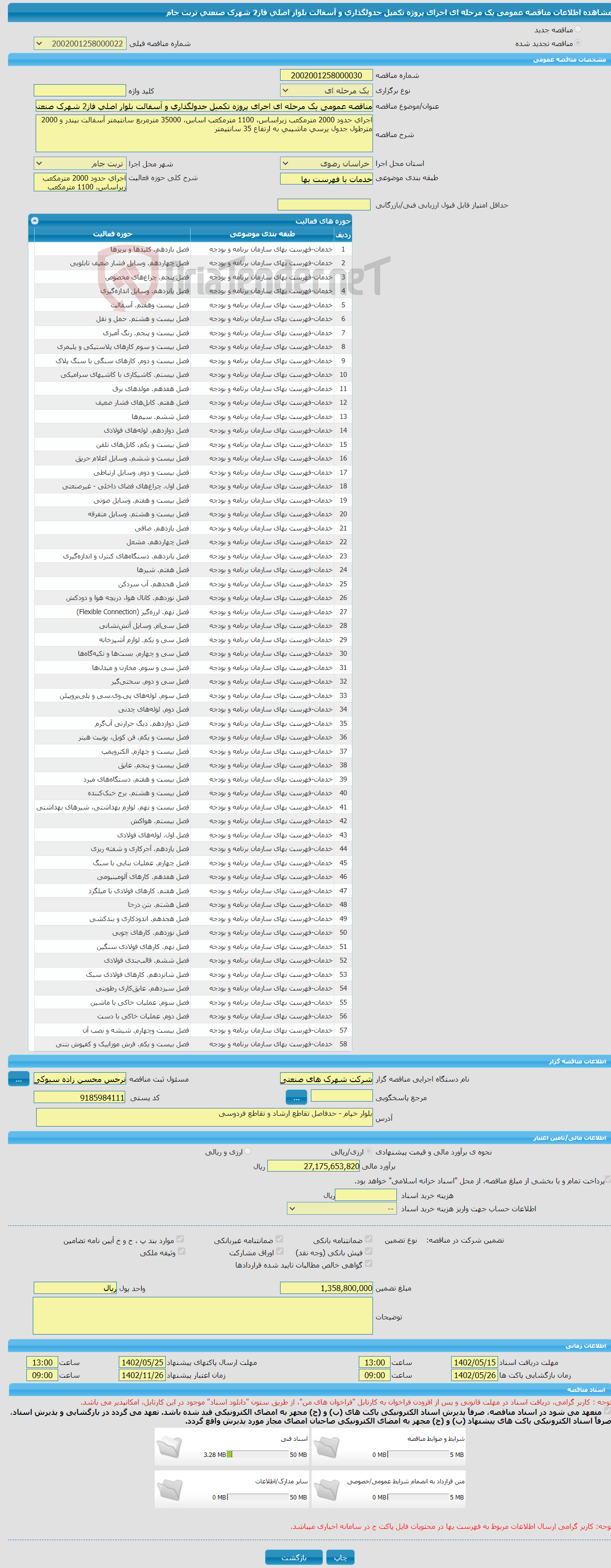 تصویر کوچک آگهی مناقصه عمومی یک مرحله ای اجرای پروژه تکمیل جدولگذاری و آسفالت بلوار اصلی فاز2 شهرک صنعتی تربت جام 