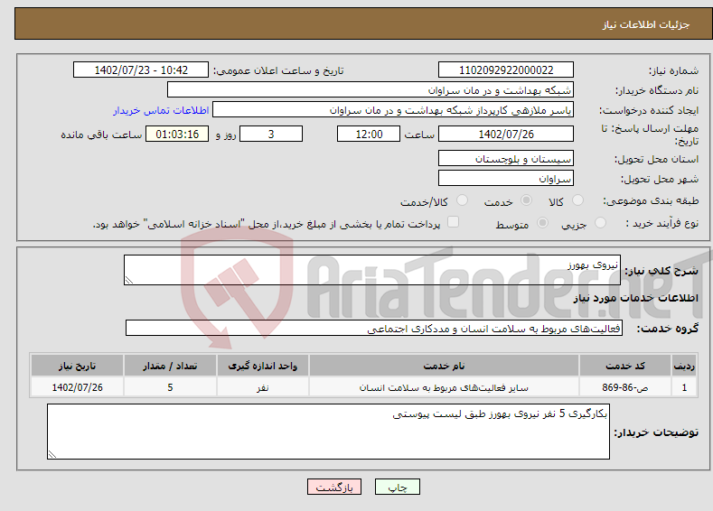 تصویر کوچک آگهی نیاز انتخاب تامین کننده-نیروی بهورز