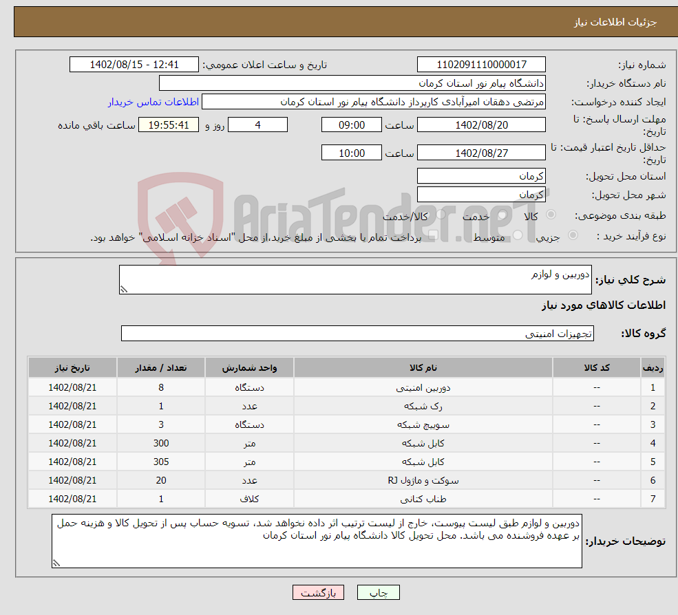 تصویر کوچک آگهی نیاز انتخاب تامین کننده-دوربین و لوازم