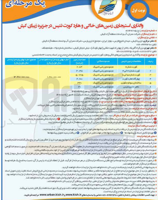 تصویر کوچک آگهی واگذاری استیجاری زمین های خاکی