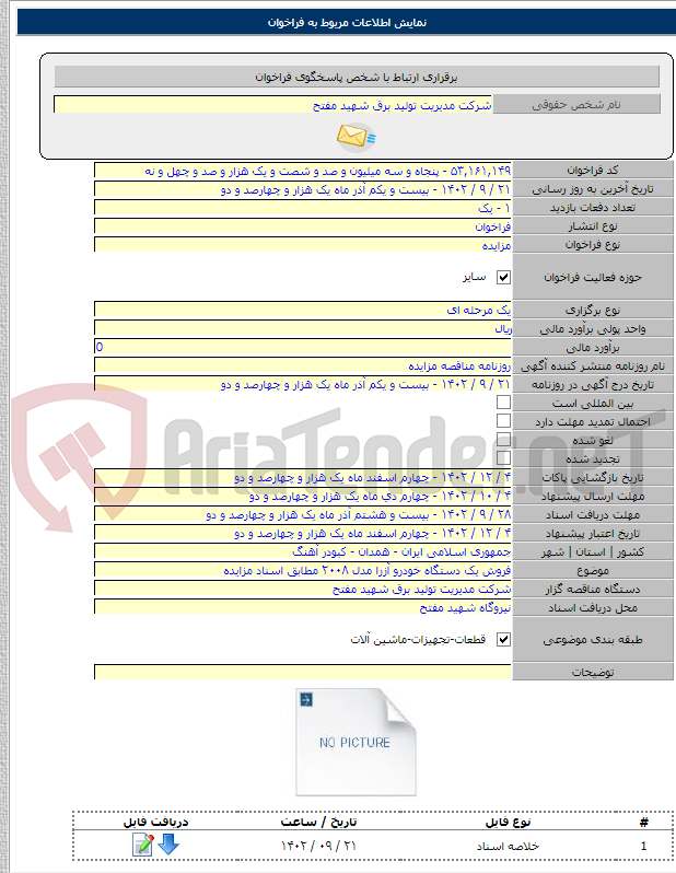 تصویر کوچک آگهی فروش یک دستگاه خودرو آزرا مدل ۲۰۰۸ مطابق اسناد مزایده