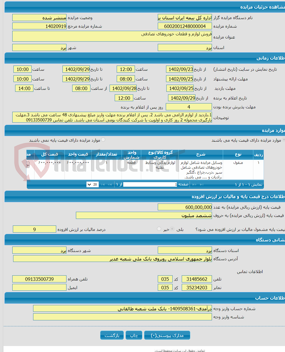 تصویر کوچک آگهی فروش لوازم و قطعات خودروهای تصادفی