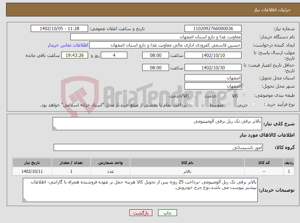 تصویر کوچک آگهی نیاز انتخاب تامین کننده-بالابر برقی تک ریل برقی آلومینیومی