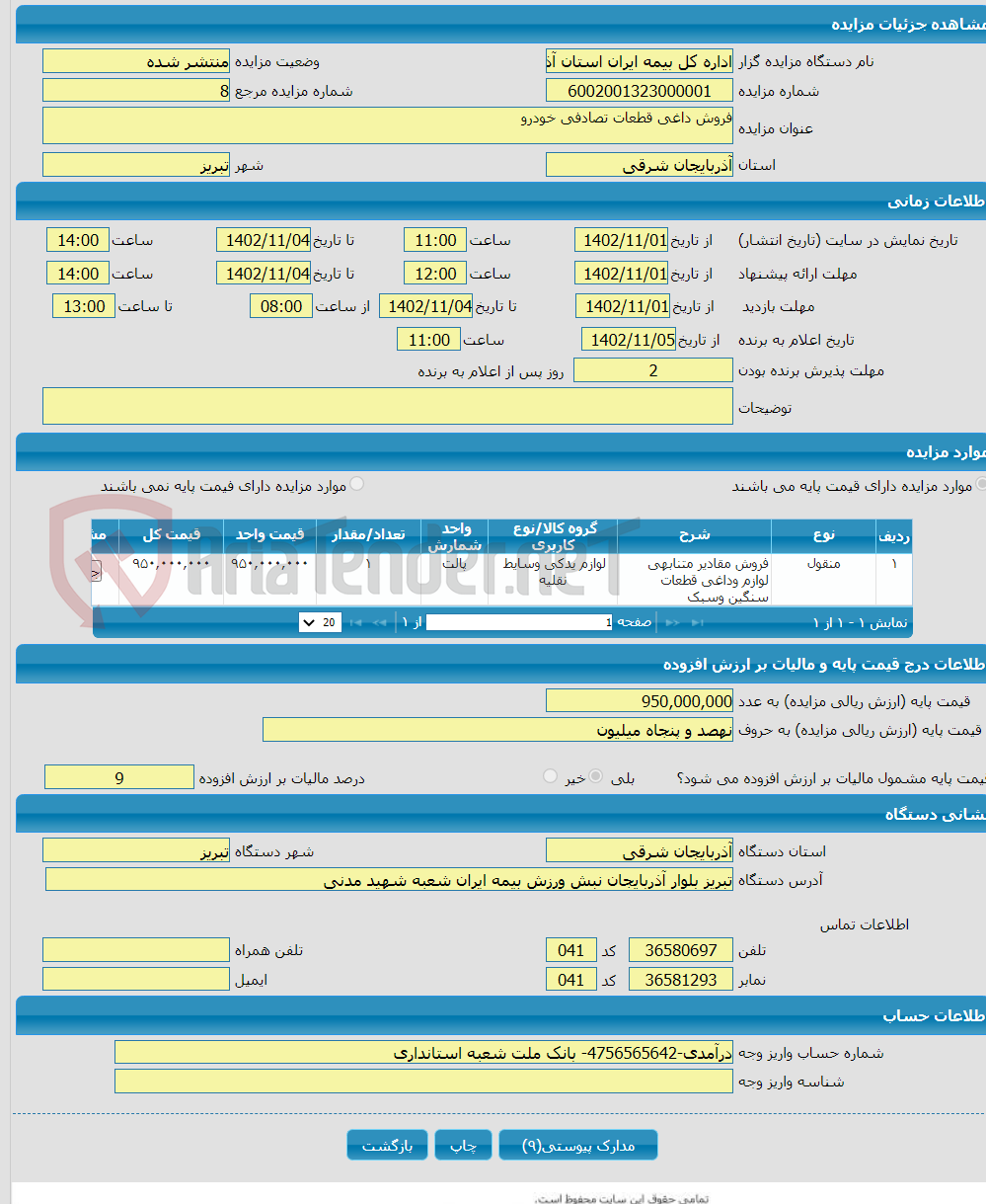 تصویر کوچک آگهی فروش داغی قطعات تصادفی خودرو