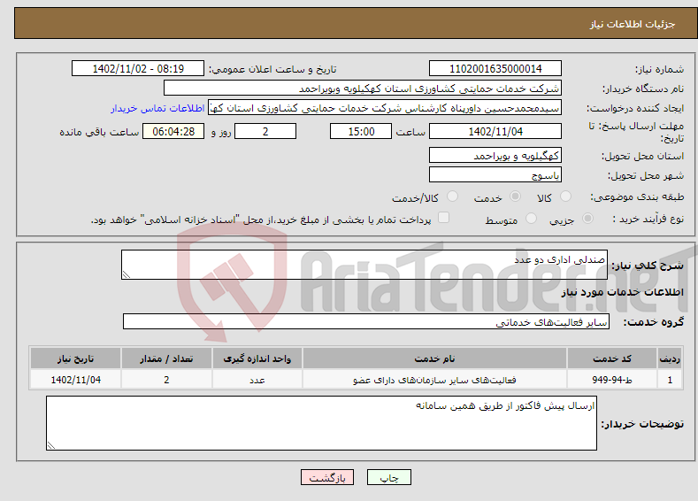 تصویر کوچک آگهی نیاز انتخاب تامین کننده-صندلی اداری دو عدد