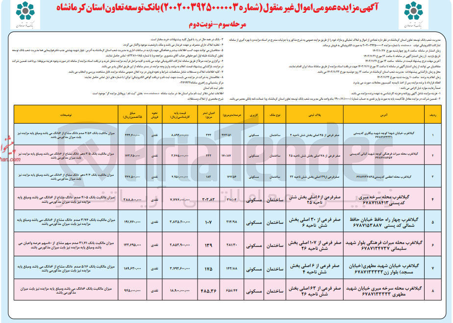 تصویر کوچک آگهی فروش اموال و املاک تملیکی