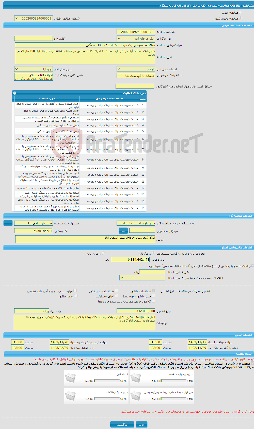 تصویر کوچک آگهی مناقصه عمومی یک مرحله ای اجرای کانال سنگی