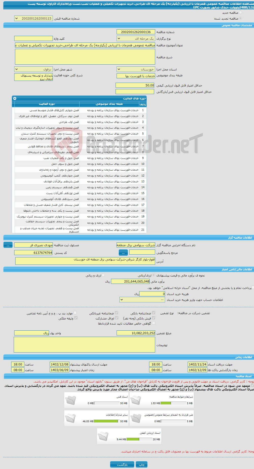 تصویر کوچک آگهی مناقصه عمومی همزمان با ارزیابی (یکپارچه) یک مرحله ای طراحی،خرید تجهیزات تکمیلی و عملیات نصب،تست وراه‌اندازی فازاول توسعه پست 400/132کیلوولت جندی شاپور بصورت EPC