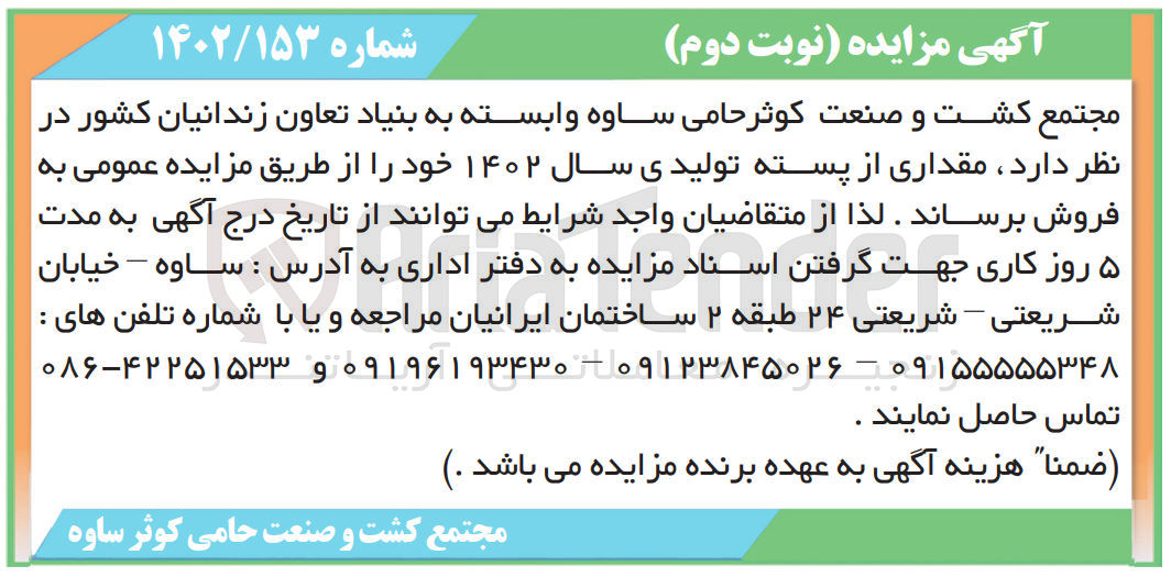 تصویر کوچک آگهی فروش مقداری از  پسته  تولیدی سال 1402 خود