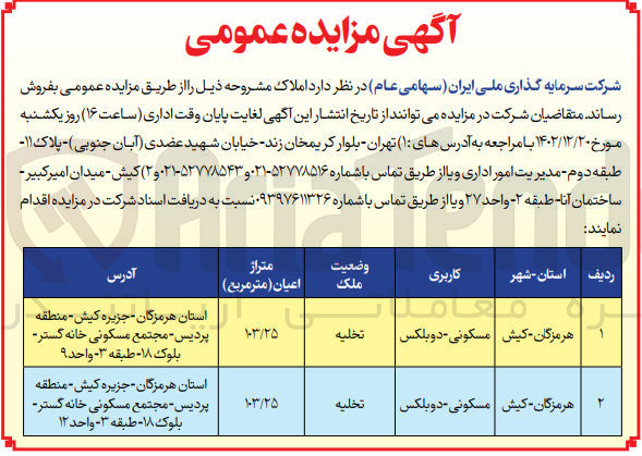 تصویر کوچک آگهی فروش املاک در 2 ردیف با کاربری مسکونی با مساحت 103/25 متر مربع 