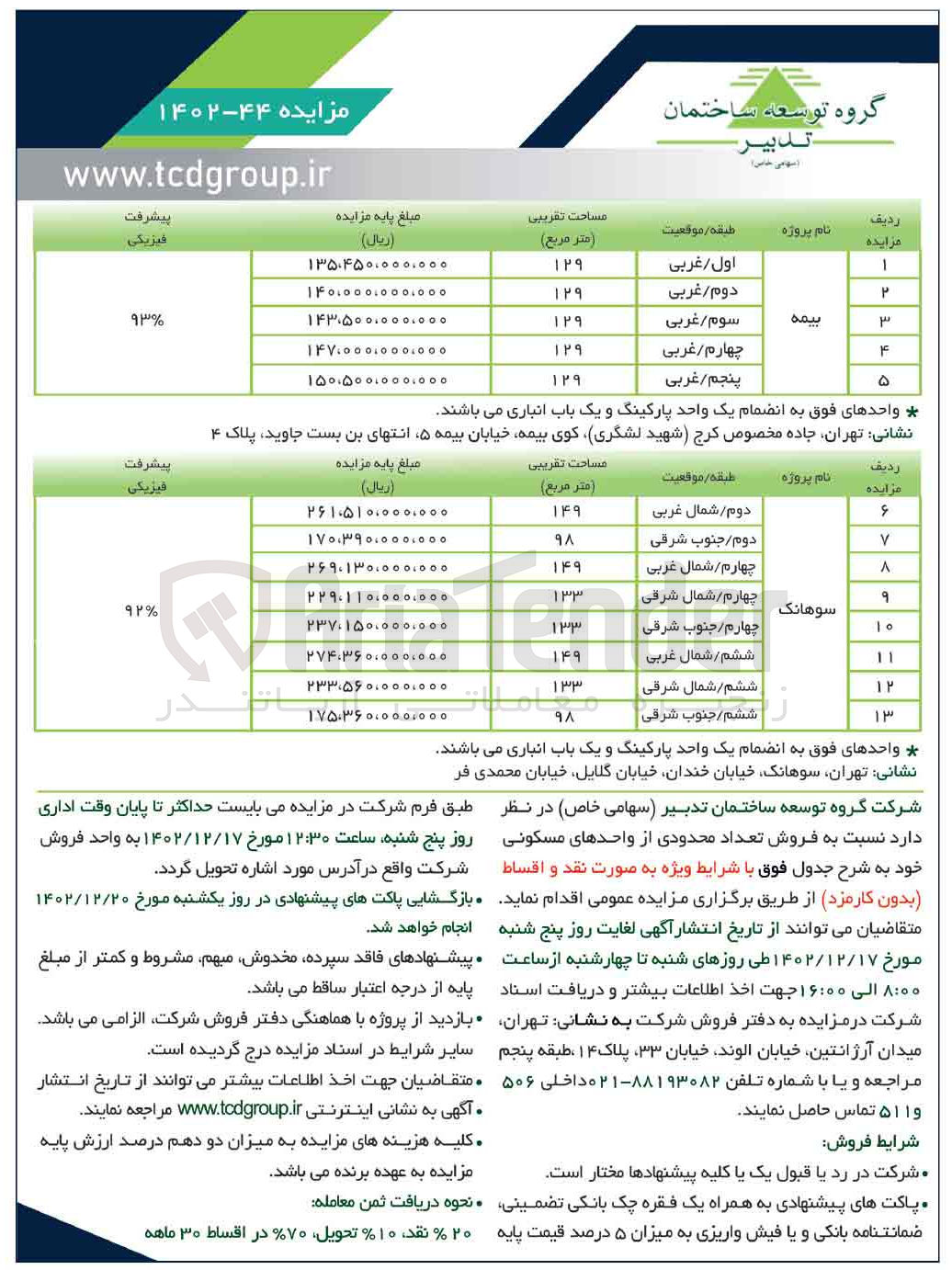 تصویر کوچک آگهی فروش تعداد محدودی از واحدهای مسکونی خود