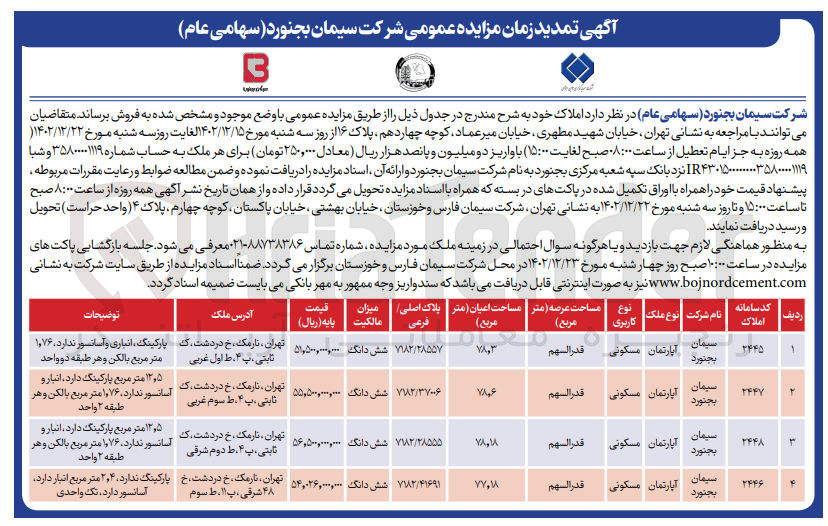 تصویر کوچک آگهی فروش 4 ردیف آپارتمان مسکونی 