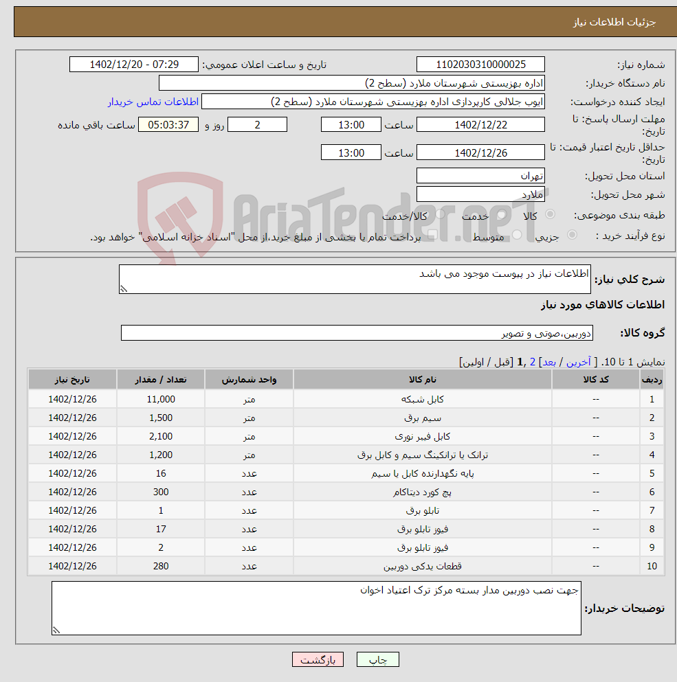 تصویر کوچک آگهی نیاز انتخاب تامین کننده-اطلاعات نیاز در پیوست موجود می باشد