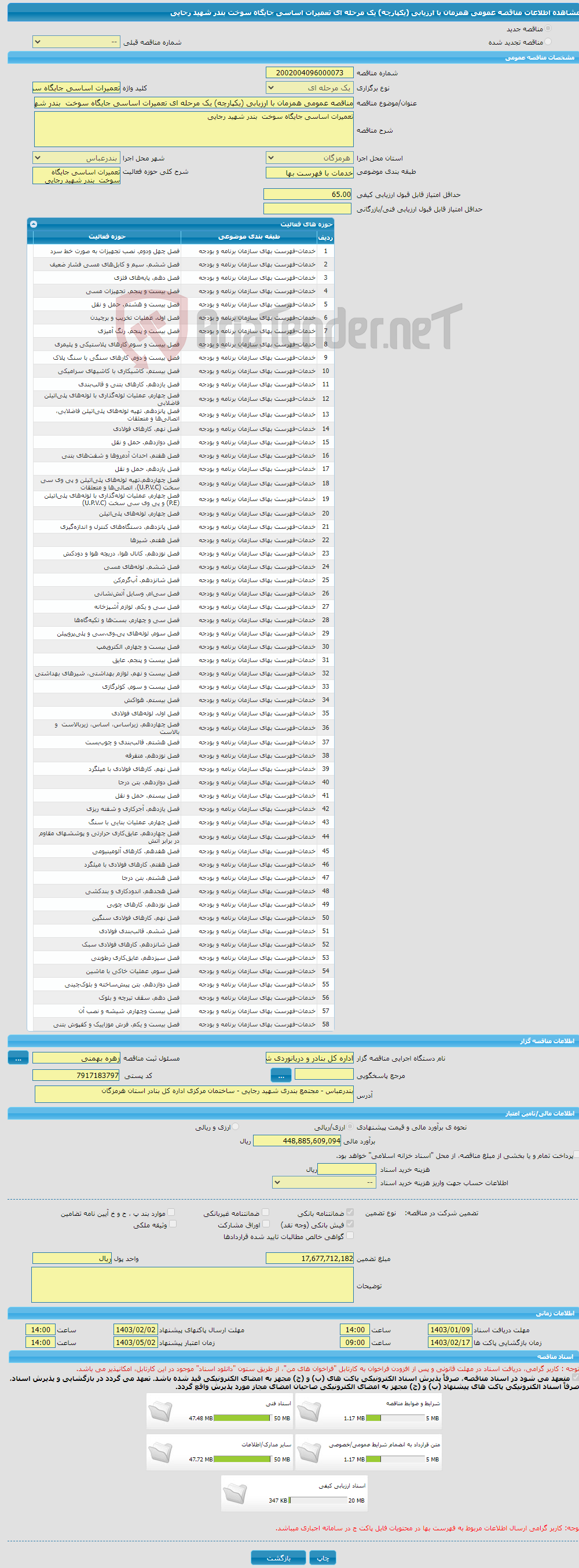 تصویر کوچک آگهی مناقصه عمومی همزمان با ارزیابی (یکپارچه) یک مرحله ای تعمیرات اساسی جایگاه سوخت بندر شهید رجایی 