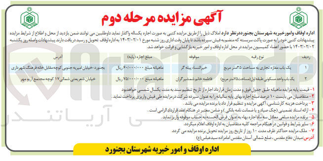 تصویر کوچک آگهی اجاره املاک در 2 ردیف شامل مغازه تجاری ـ واحد مسکونی