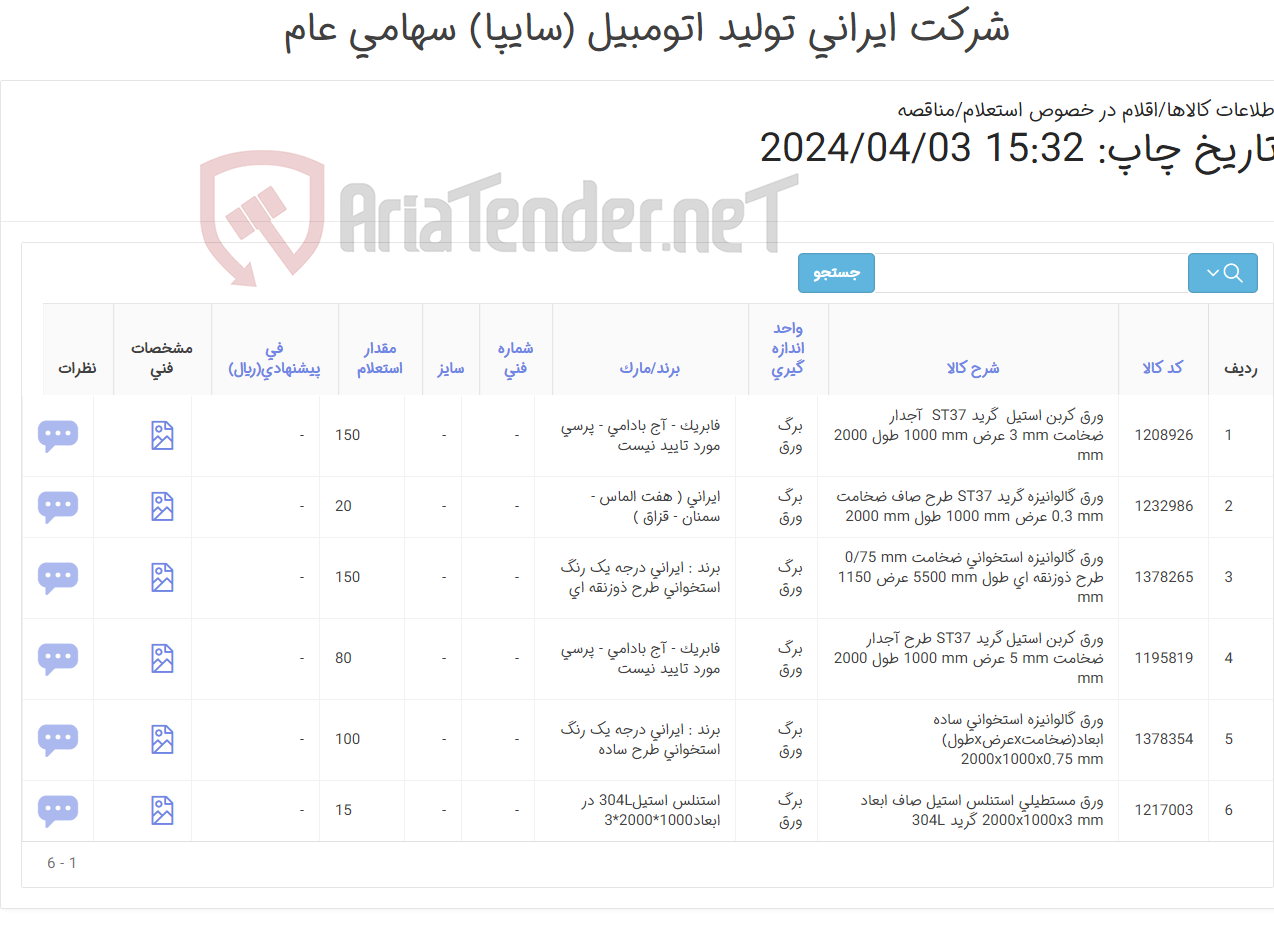 تصویر کوچک آگهی ورق (آهن آلات )