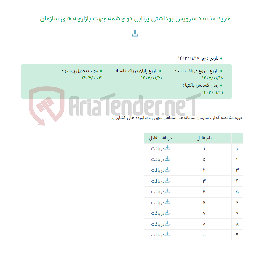 تصویر کوچک آگهی خرید 10 عدد سرویس بهداشتی پرتابل دو چشمه جهت بازارچه های سازمان