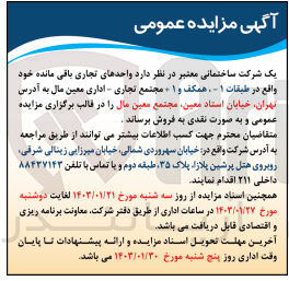 تصویر کوچک آگهی فروش واحدهای تجاری 