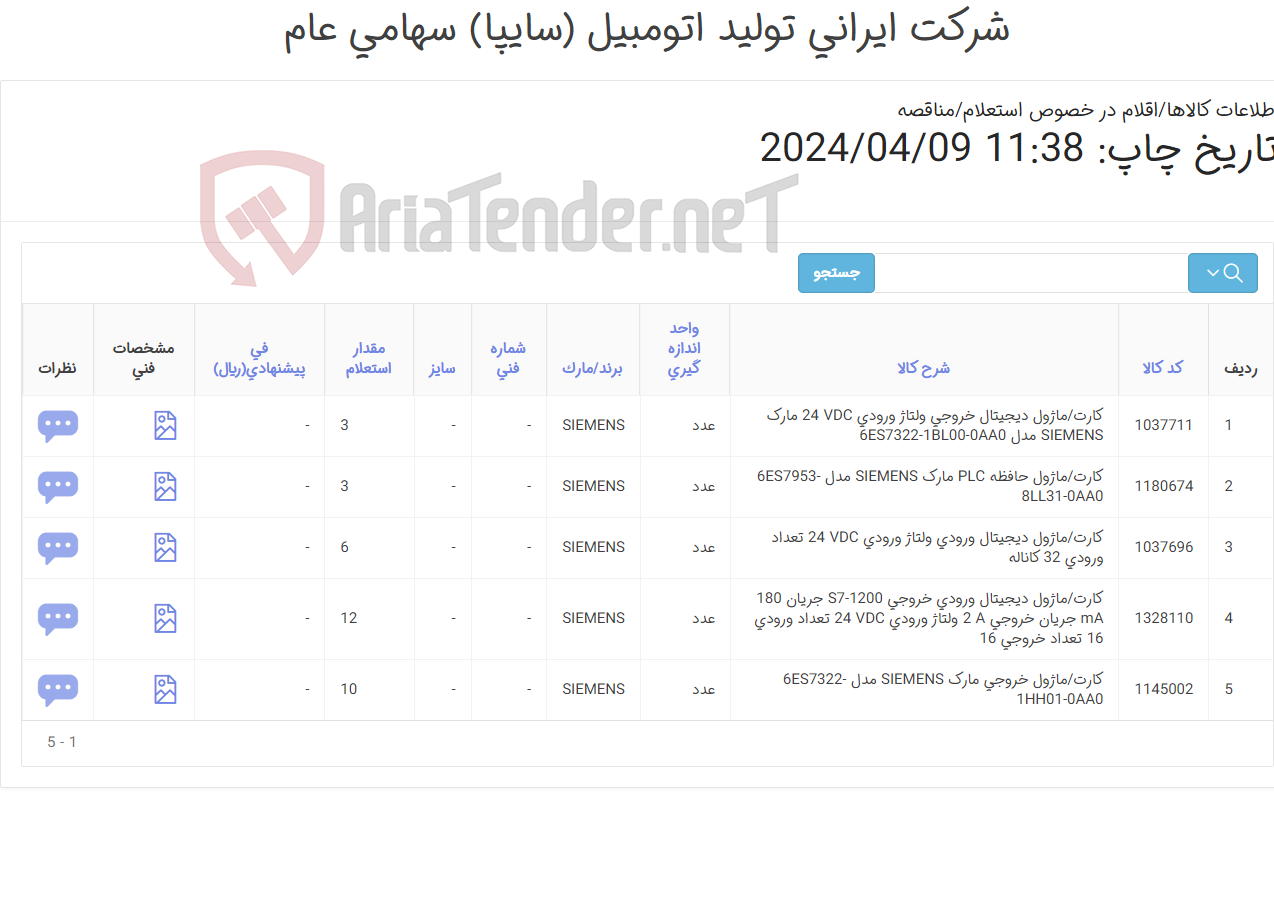 تصویر کوچک آگهی کارت ماژول زیمنس
