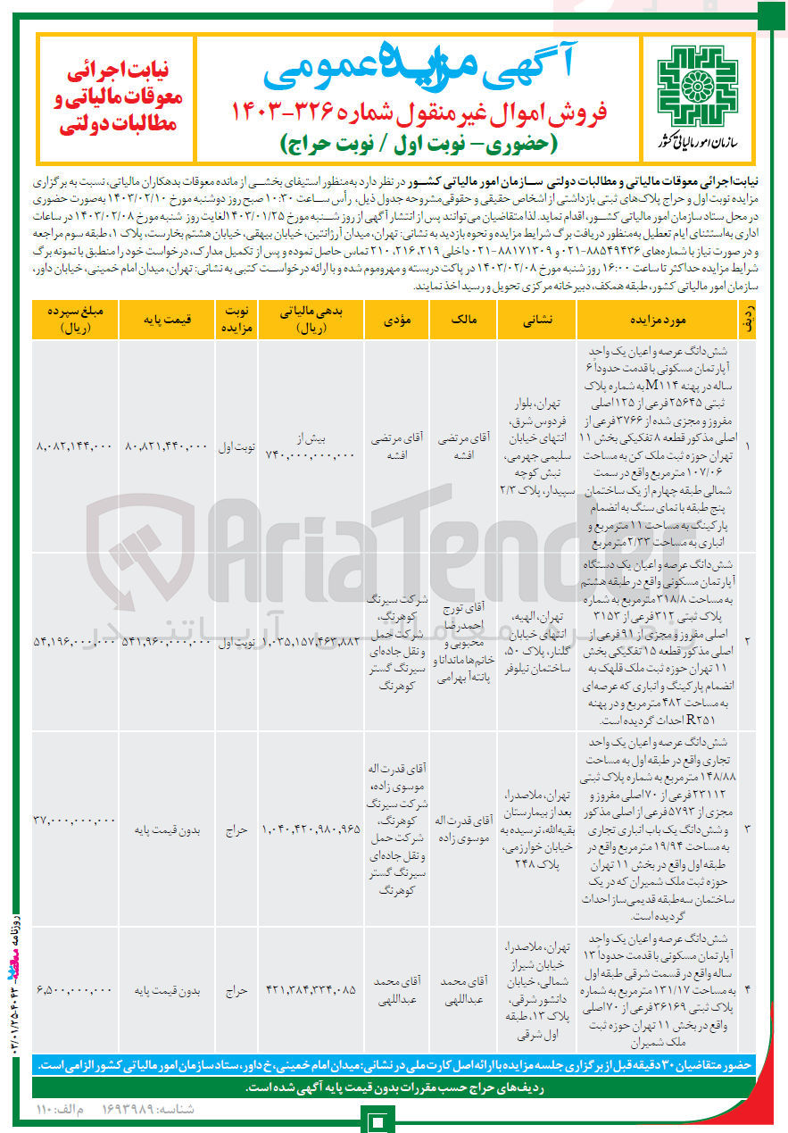 تصویر کوچک آگهی فروش امواب غیر منقول املاک د 4 ردیف با کاربری مسکونی تجاری