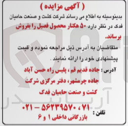 تصویر کوچک آگهی فروش 50هکتار محصول فصیل 