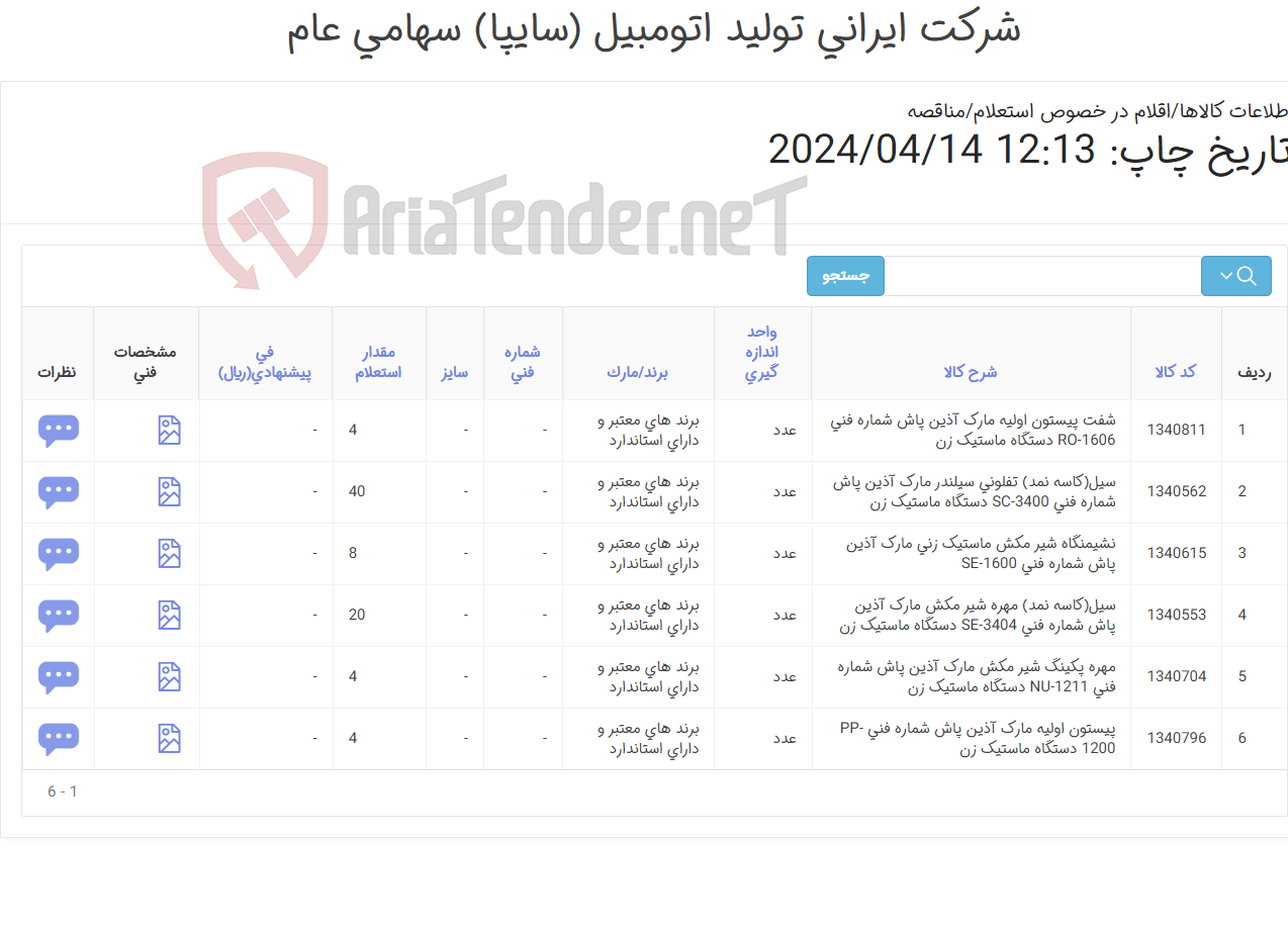 تصویر کوچک آگهی تأمین قطعات یدکی دستگاه ماستیک زن