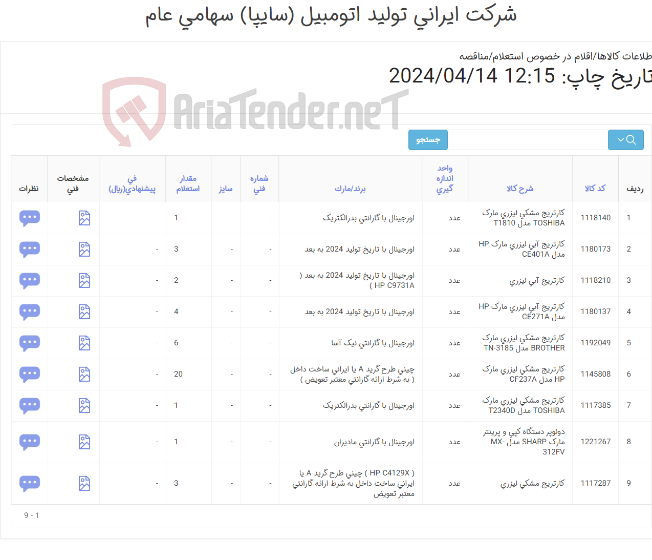 تصویر کوچک آگهی کارتریج