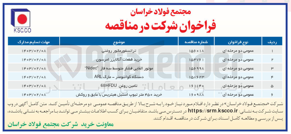 تصویر کوچک آگهی تامین روغن 68HFDU