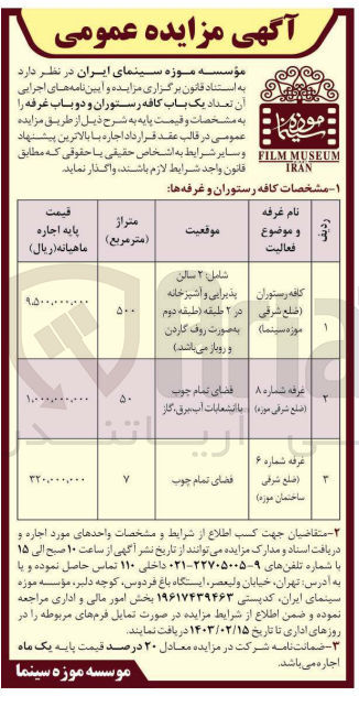 تصویر کوچک آگهی اجاره یک باب کافه رستوران و دو باب غرفه 
