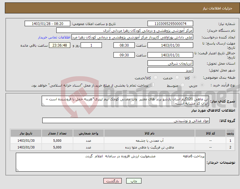 تصویر کوچک آگهی نیاز انتخاب تامین کننده-تن ماهی 120گرم اسان بازشو برند های معتبر واب معدنی کوچک نیم لیتری*هزینه حمل با فروشنده است – ایران کد مشابه است- 