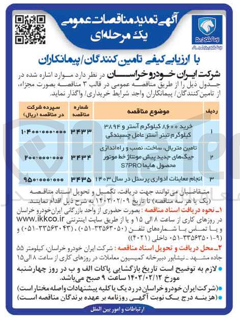 تصویر کوچک آگهی خرید 8600 کیلوگرم آستر و 3894 کیلوگرم تینر آستر عامل چسبندگی 
