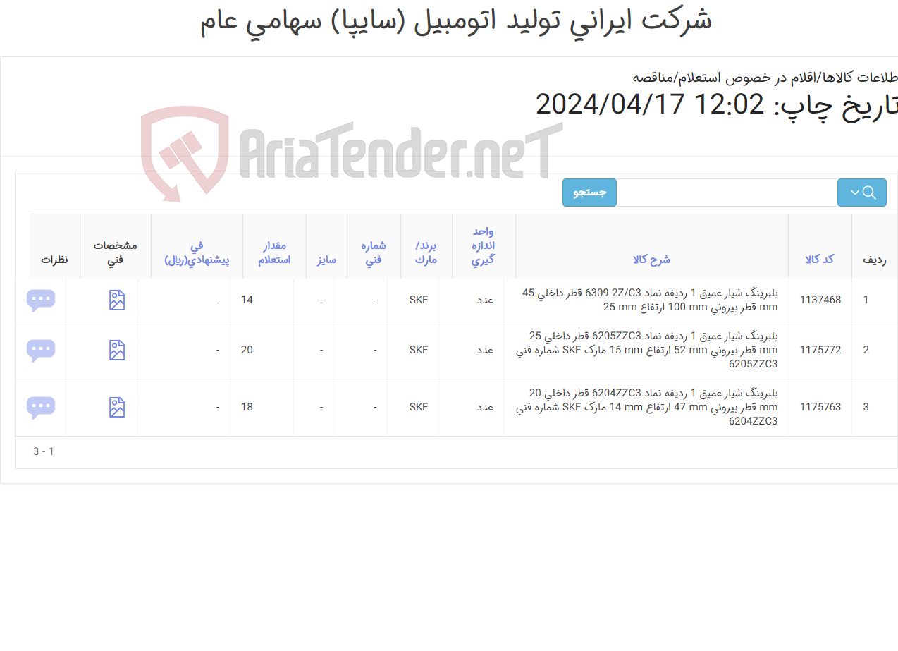 تصویر کوچک آگهی سه ردیف بلبرینگ ‎شیار عمیق‏ ‎‎