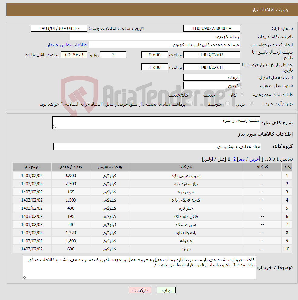 تصویر کوچک آگهی نیاز انتخاب تامین کننده-سیب زمینی و غیره