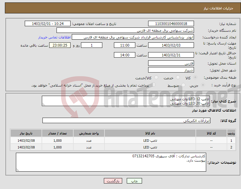تصویر کوچک آگهی نیاز انتخاب تامین کننده-لامپ LED 12 وات مهتابی لامپ LED 20 وات مهتابی