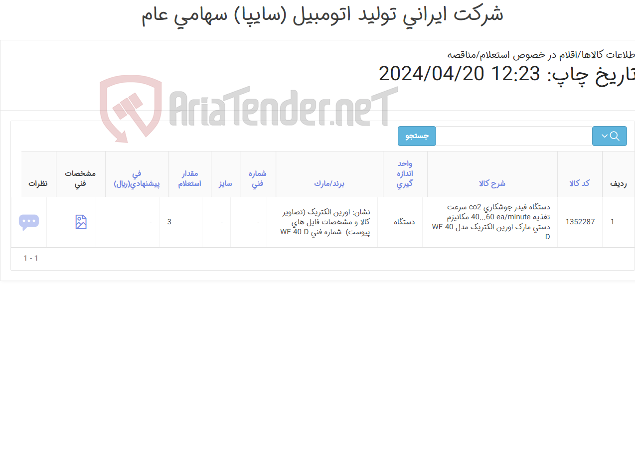 تصویر کوچک آگهی دستگاه فیدر ‎جوشکاری co2‏