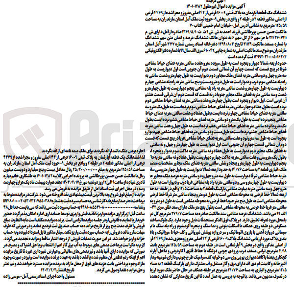تصویر کوچک آگهی شماره آگهی :140101282
فروش ششدانگ یک قطعه آپارتمان به پلاک ثبتی 16009