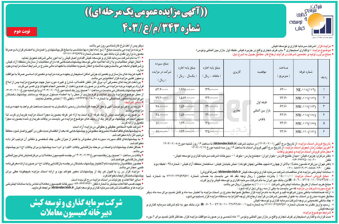 تصویر کوچک آگهی واگذاری استیجاری 6 باب غرف تجاری 