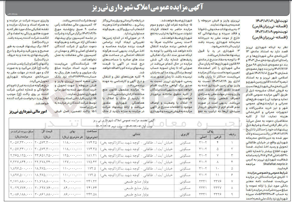 تصویر کوچک آگهی فروش املاک در 9 ردیف با کاربری مسکونی 