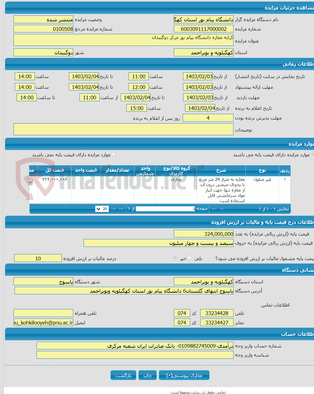 تصویر کوچک آگهی کرایه مغازه دانشگاه پیام نور مرکز دوگنبدان