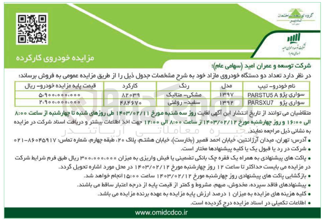 تصویر کوچک آگهی فروش دو دستگاه سواری پژو parstu5a - parsxu7