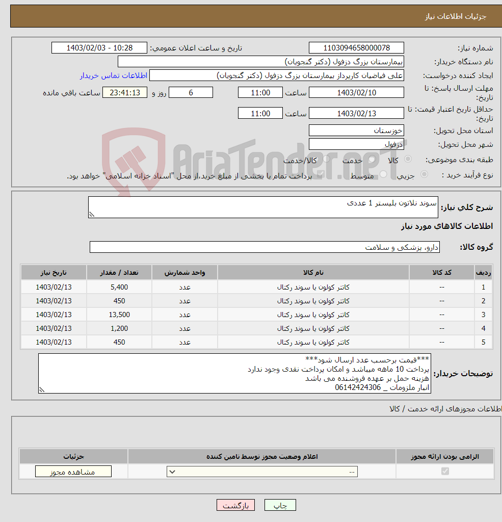 تصویر کوچک آگهی نیاز انتخاب تامین کننده-سوند نلاتون بلیستر 1 عددی