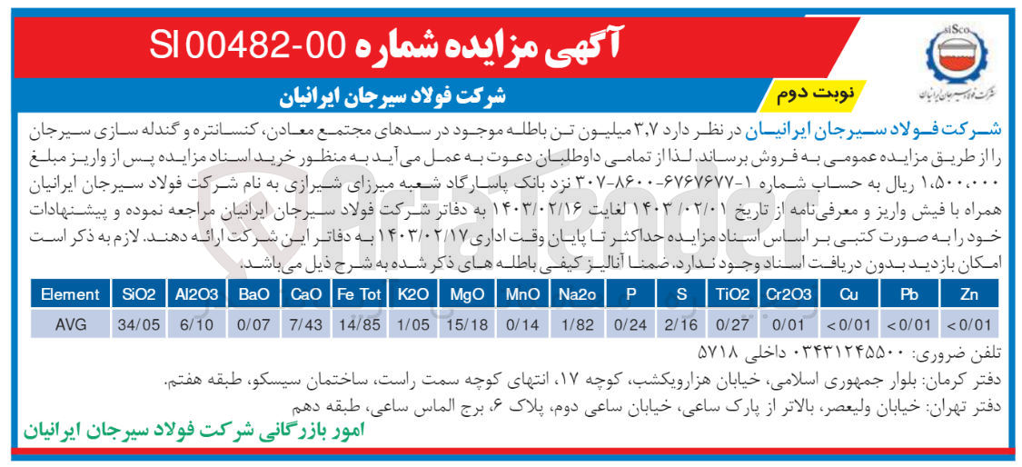 تصویر کوچک آگهی فروش 3/7 میلیون تن باطله